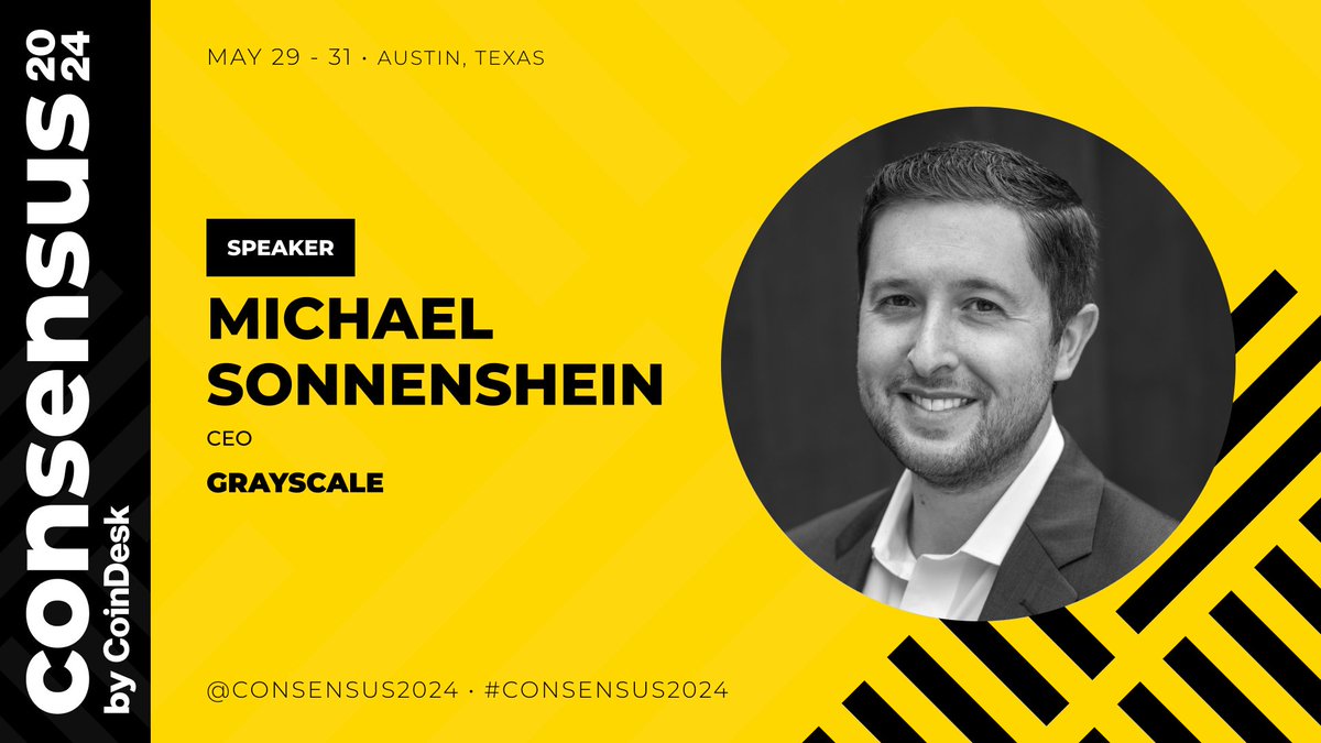 Curious about the evolving crypto market? Join @Grayscale CEO @Sonnenshein at #Consensus2024 where he'll bring insights from his years working in both TradFi and digital assets to our stage. Find out more 🔗 consensus2024.coindesk.com/register/?term…
