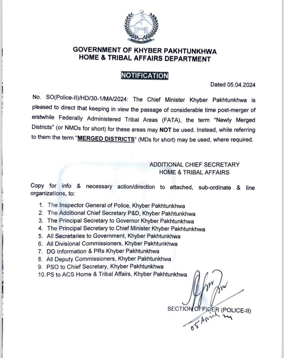 IMirshaad's tweet image. الحمدللہ
ضم اضلاع کے تمام مسائل حل ہونے کے بعد ایک آخری مسئلے کا بھی نوٹس لے لیا گیا ۔ اب آئندہ &quot;نئے ضم اضلاع&quot; کی جگہ صرف &quot;ضم اضلاع&quot; لکھا اور پکارا جائے گا۔
#fata #NMDs