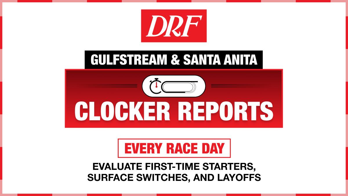 Clocker Reports are available for EVERY RACE DAY at Gulfstream Park & Santa Anita! Saturday's Gulfstream Report will include bonus reports on S. Fla based horses competing in the Wood and Blue Grass. Those reports accessible in PDF file only. ⬇️ ⬇️ shop.drf.com/drf-clocker-re… h h
