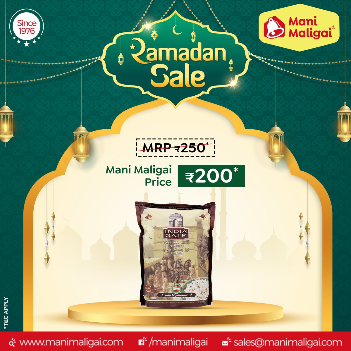 🌟 Explore the latest Ramalan Special Sale deals at Mani Maligai Supermarket! Get great deals on India Gate Basmati Rice. Shop Now! 📞99924 99924 linkto.contact/MM-WA manimaligai.com #Manimaligai #Pollachi #Supermarket #RamalanSpecial #RamalanSale #IndiaGateBasmati