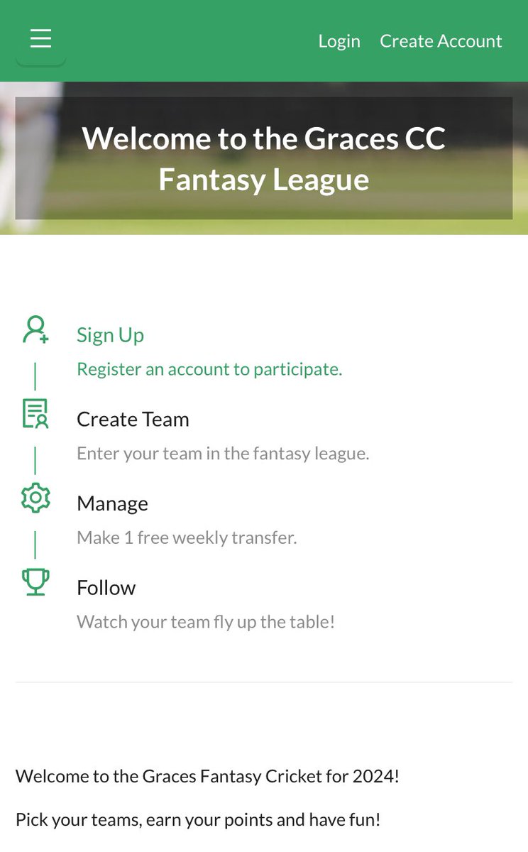 It's here - Graces Fantasy Cricket for 2024 - completely free to enter! Get your team in before 11am tomorrow to start collecting points! (don't worry, you can still enter after 11am tomorrow, but you just won't get any points from tomorrow's game!) graces.fantasyclubcricket.co.uk