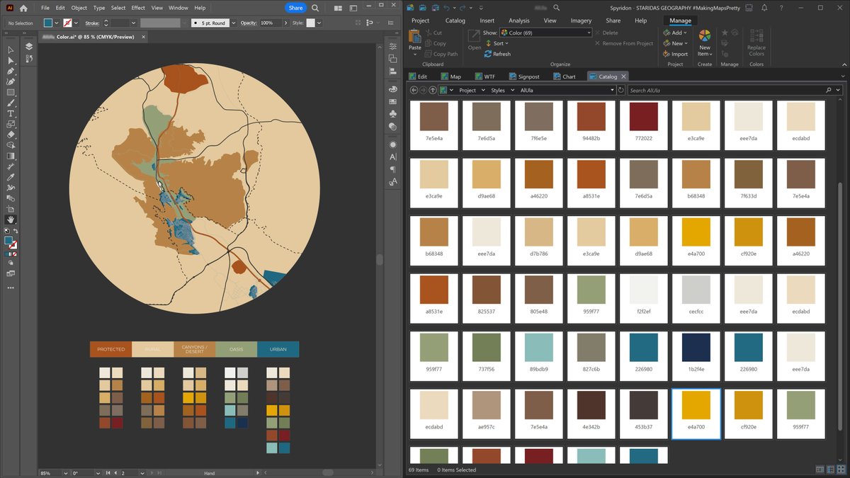 My client has a very specific brief for #color, so I saved each color in an #ArcGISPro style to assure they will be reflected on my map designs.
#cARTography #MakingMapsPretty