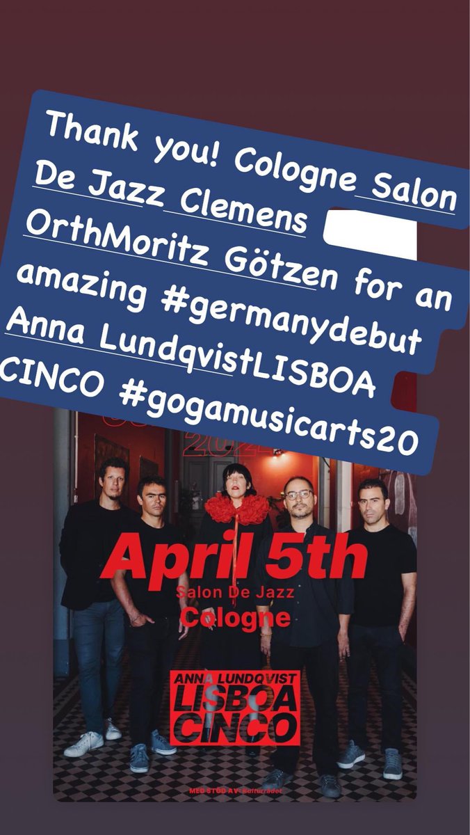 Thank you Cologne! For an amazing #germanydebut <a href="/annalundqvist/">Anna Lundqvist</a>  <a href="/jazzahead/">jazzahead!</a>  @jacekbrun  @ jazzthetik <a href="/Jazzineu/">Jazz In Europe</a>  @europejazznet