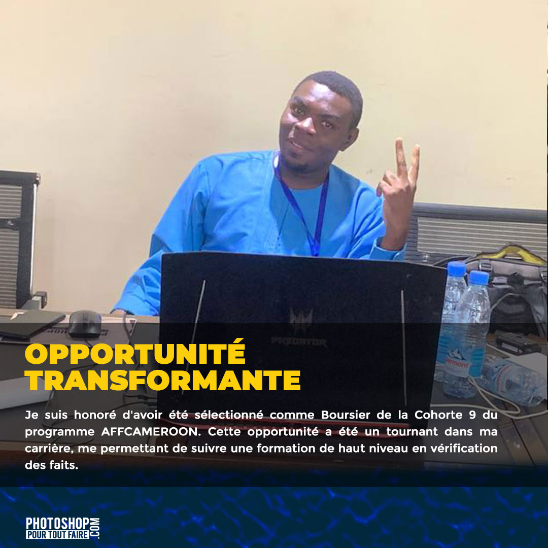 à une formation approfondie en vérification des faits. Cette expérience a renforcé ma conviction que les graphistes peuvent jouer un rôle significatif dans ce domaine crucial.
#Pspourtoutfaire #FactHunters #AFFCameroon 
 #ThinkB4UClick
 #FactsMatter
 #defyhatenow 
2/