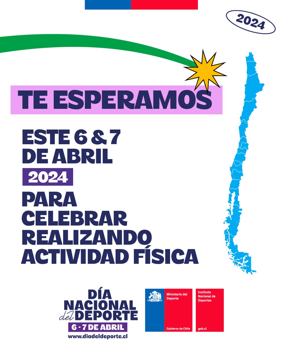¡Queremos que todo Chile se ponga en movimiento este 6 y 7 de abril por el #DíaDelDeporte! 🎾⛹🏻‍♀️ Con más de 300 actividades y eventos gratuitos a lo largo de todo el país, te invitamos a revisarlas e inscribirte en diadeldeporte.cl 📲