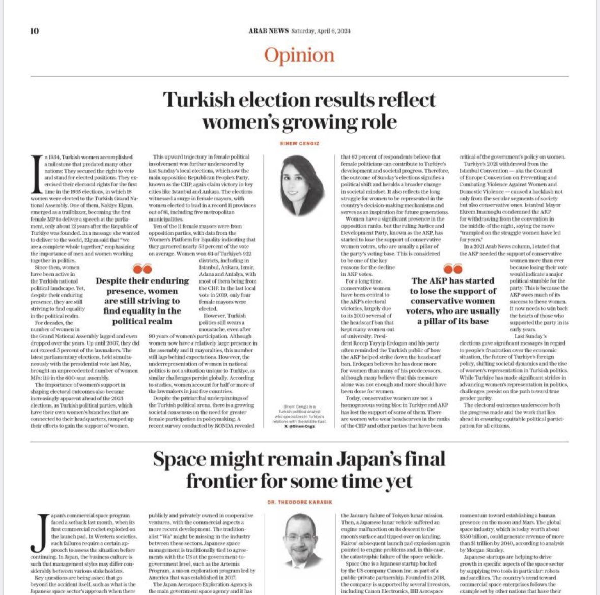My column this week - at the front page of @arabnews - is on #Turkey’s recent electoral outcome, #women’s increasing role in politics, and shifting societal mindset on women’s representation in Turkish politics that still wears a ‘moustache.’ Link of the article quoted below🗳️🇹🇷