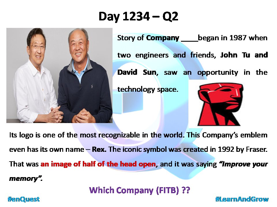 Day 1234 - Q2    

#enQuest 

#LearnAndGrow