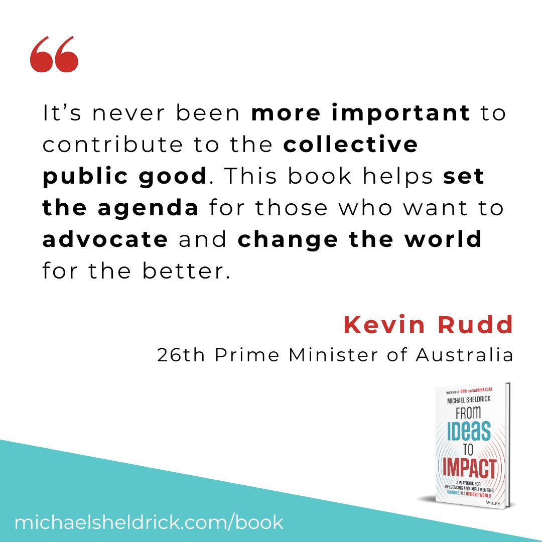 I cannot wait for dear friend @micksheldrick’s book #FromIdeasToImpact to release on April 9 — a how-to guide on shaping and influencing policy from the global level to your local community. You can pre-order the book here: michaelsheldrick.com/book