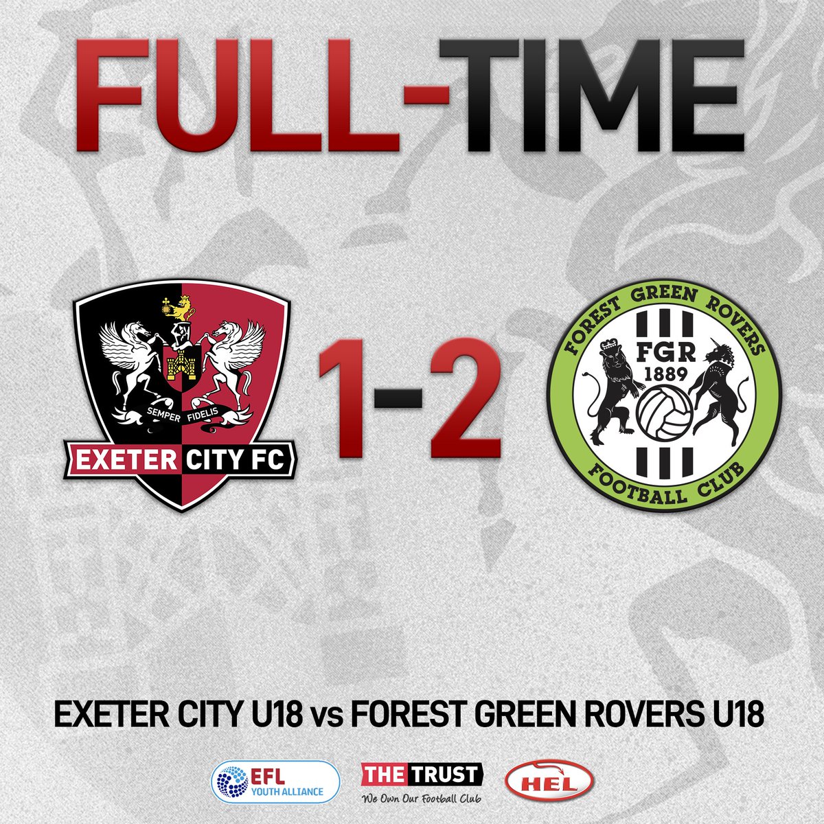 ⏱️ FULL-TIME: City 1️⃣ @FGRFC_Official 2️⃣ Despite George Birch's goal, City U18s fall to defeat at home #ECFC #SemperFidelis