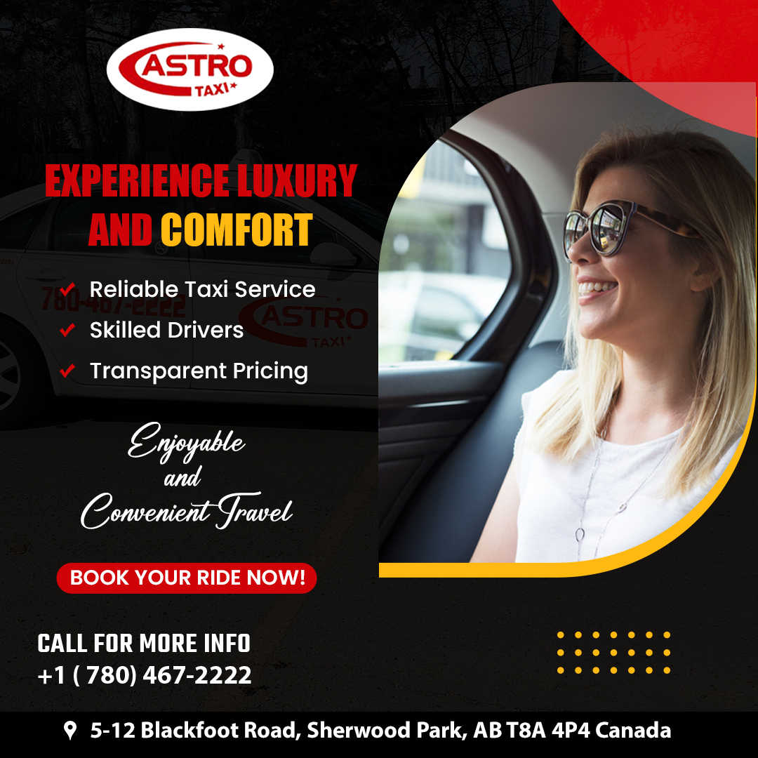 🚖 Indulge in luxury and comfort with Astro Taxi! 🌟 

🌐sherwoodpark.cab

#AstroTaxi #AirportTransportation #HassleFreeTravel #FlatRates #ReliableService #ComfortableRides #AstroTaxiSherwoodPark #taxiservice #services #alberta #sherwood #sherwoodpark #canada