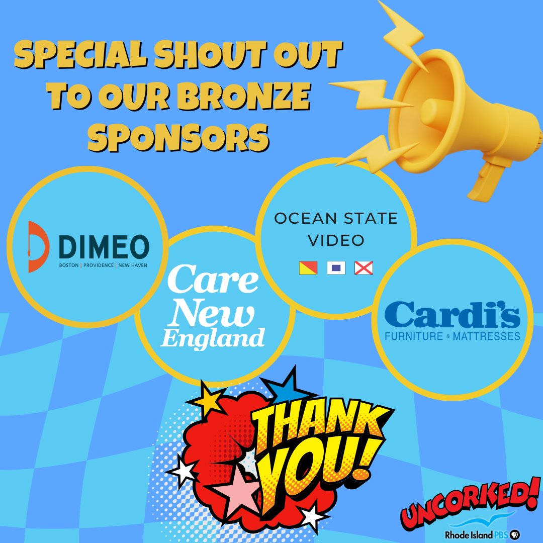 A special shout out to two of our Bronze Sponsors; Dimeo Construction, @carenewengland, Ocean State Video, and @NIROPE! Thank you for your generous contributions to our Uncorked! fundraiser! For more information on Uncorked! click here: bit.ly/Uncorked2024