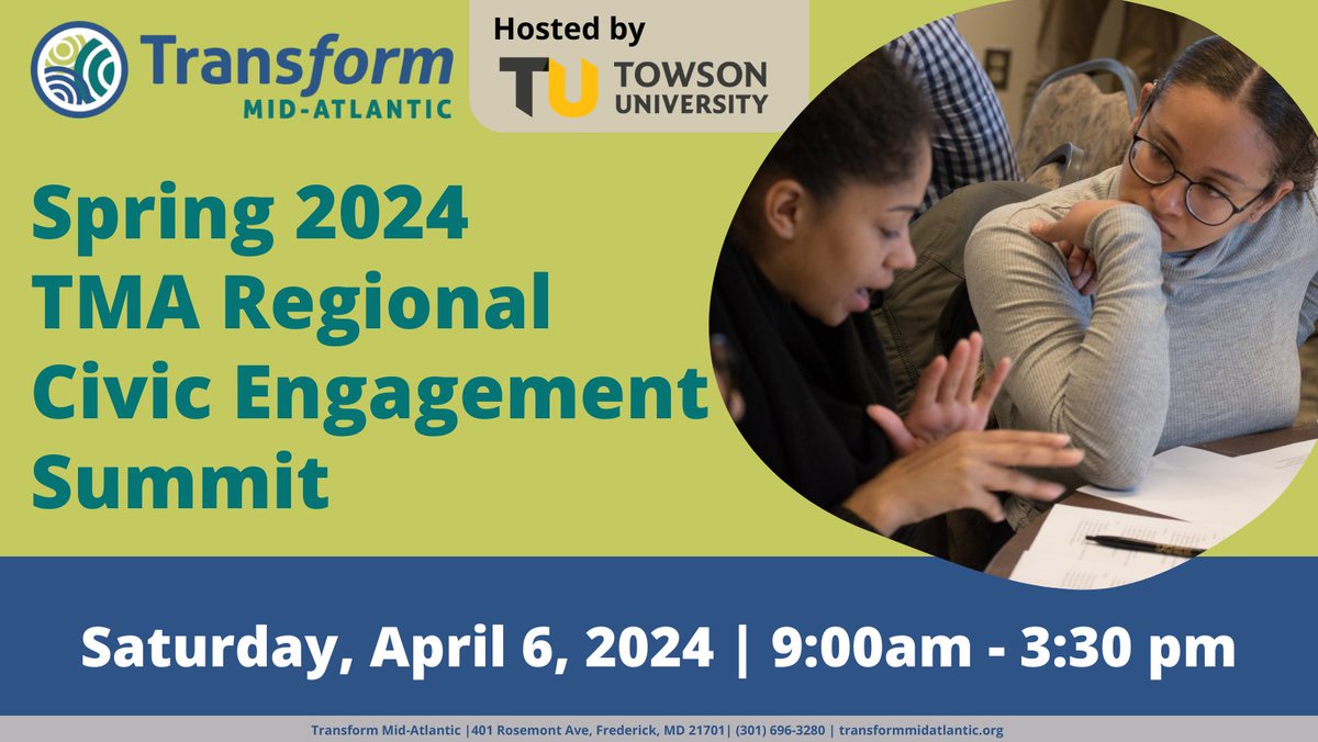 #AllInToVote’s Cat Fish is at the @TransformMidA Regional Civic Engagement Summit today @TowsonU! Participants can look forward to her presentations about recognition and action planning 🏆