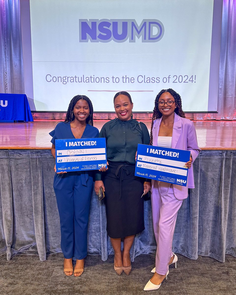 The NSU MD Youth Opioid project team would like to congratulate our student researchers, Solina Pierre and Cathaerina Appadoo, who were recently matched to their respective residency trainings! 🎉 Learn more here: md.nova.edu/community-heal… #NSUSharks #FLBlue