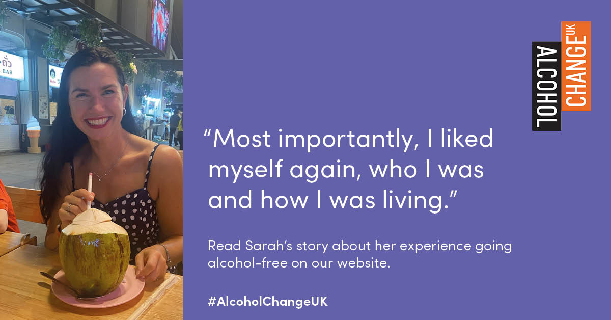 'Most importantly, I liked myself again, who I was and how I was living.' Navigating an alcohol-free lifestyle isn't easy, but for Sarah it brought her joy and confidence. Read Sarah's story on our website: alcoholchange.org.uk/story/sarahs-s…