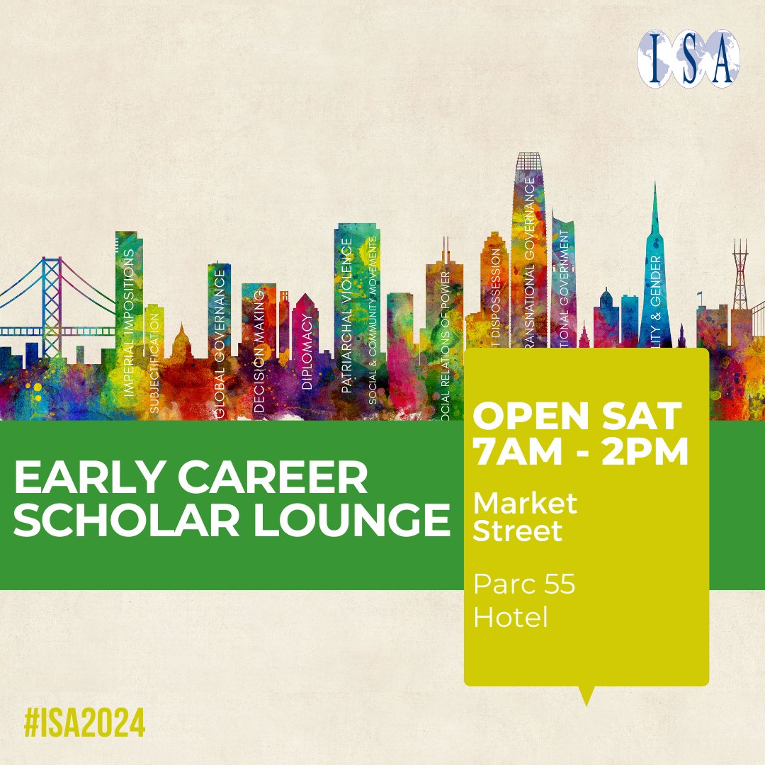 The Early Career Scholar Lounge, sponsored by Oxford University is a drop-in space for early career scholars to prepare, recharge, and meet peers. Open today from 7am - 2pm. #ISA2024