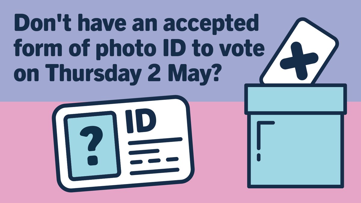 Don't have photo ID to show at a polling station on Thursday 2 May 2024? Apply for a free voter ID by 5pm on Wednesday 24 April. Apply at orlo.uk/otwgv