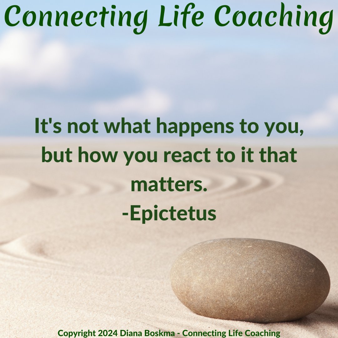 It's not what happens to you, but how you react to it that matters.  -Epictetus
#connectinglife #connectinglifecoaching #quotes #betterliving #wellbeing #mentalhealth #lifecoach #lifecoaching #stoic #stoicism #stoicquotes #positivity #growth #thoughtprovoking #foodforthought