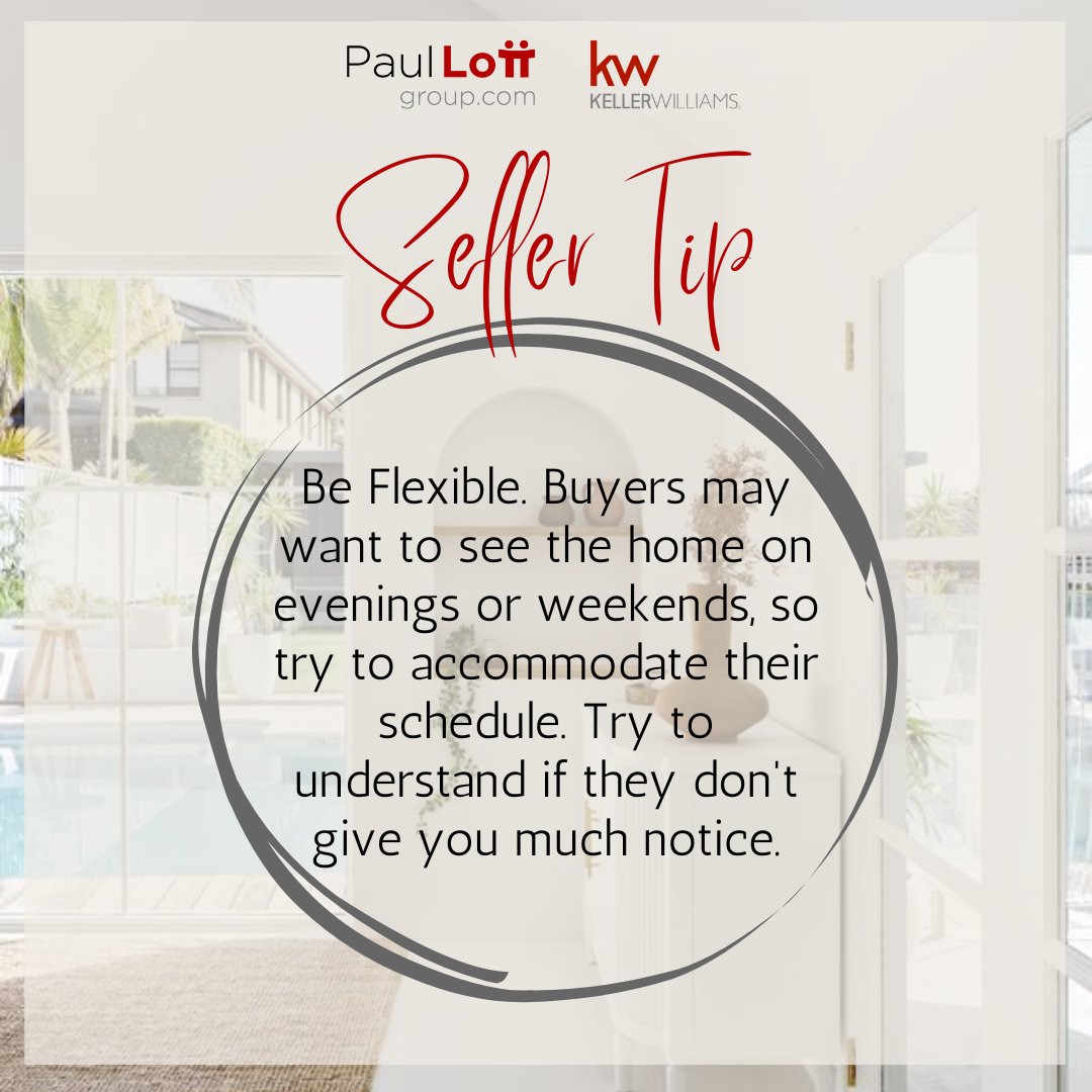 paullottteam's tweet image. 🏡 Being flexible! 🔄 Buyers may have busy schedules. 🌟 Remember to accommodate their timing whenever possible, even it means short notice! ⏰ Understanding their needs helps build trust and can lead to a successful sale.💼

#FlexibilityIsKey #HomeSellingTips #AccommodateBuyers