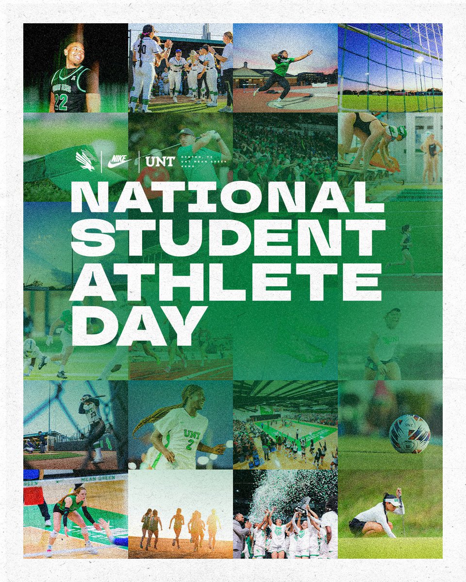 Happy National Student-Athlete Day, Mean Green 🟢⚪ We celebrate our student-athletes that wear the green and white with pride each and every day! #GMG x #NSAD 🦅