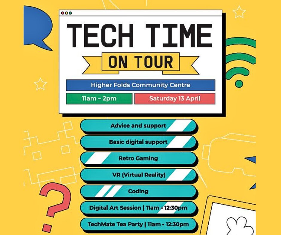 Our enablement team is going to Tech Time On Tour! @DigitalWigan are running a 'fun for all the family' FREE #Event on Saturday 13th April between 11am and 2pm. Refreshments are available and there will be loads of great activities for the kids - you don't want to miss it.