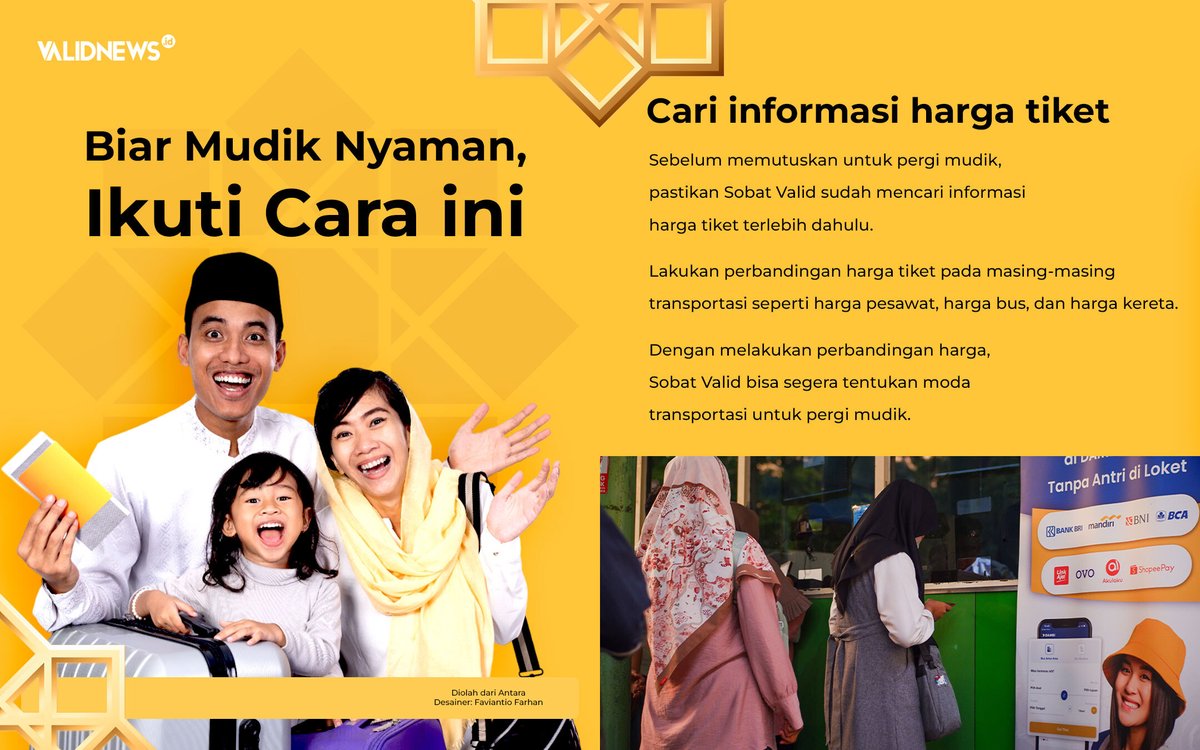 validnewsid's tweet image. Sebentar lagi lebaran tiba. Sobat Valid yang ingin pergi mudik, perlu ikuti beberapa tips berikut ini biar semakin nyaman dan aman.

#tipsmudik #mudiknyaman #mudik #mudik2024 #infomudik #lebaran2024 #idulfitri1445h #ReferensiTeruji #Validnih #Validnews