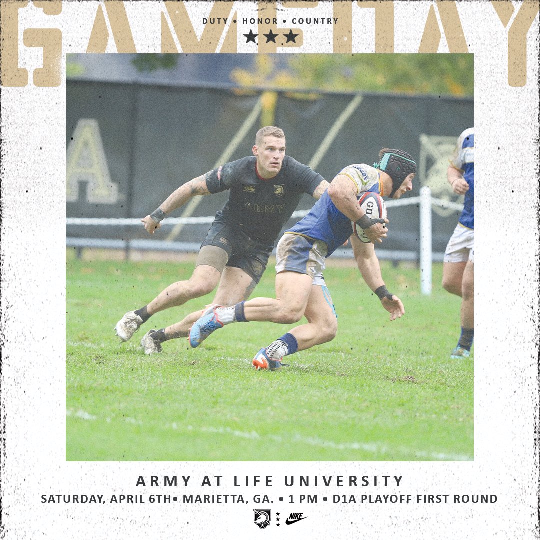 It’s playoff time 😤 🆚 Life University 📍 Marietta, GA 🕐 1:00 PM 📺 florugby.com/signup?utm_med… #GoArmy