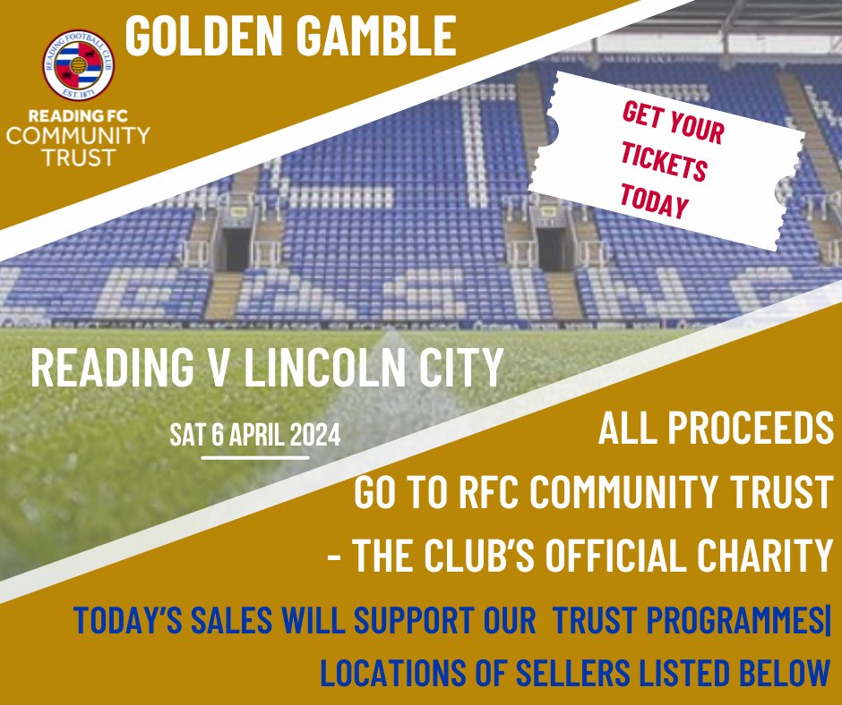 All Golden Gamble proceeds support the Community Trust - the Club's official and independent charity - allowing us to continue the great work we are doing to support our local community. Have you got your tickets yet? There is still time to grab your ticket from our yellow