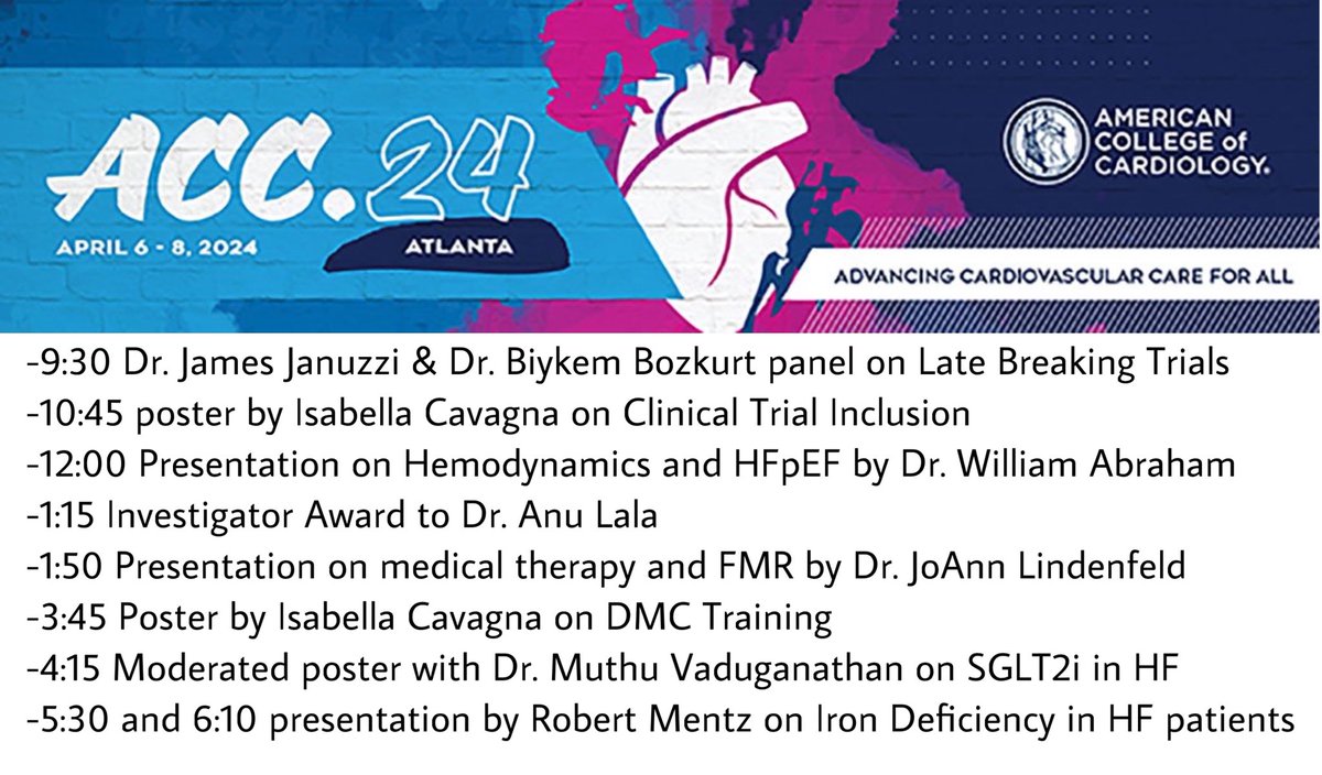 Don’t miss HFC in action at DAY 1 of #ACC24 Here are some of our member highlight… @ACCinTouch @JACCJournals