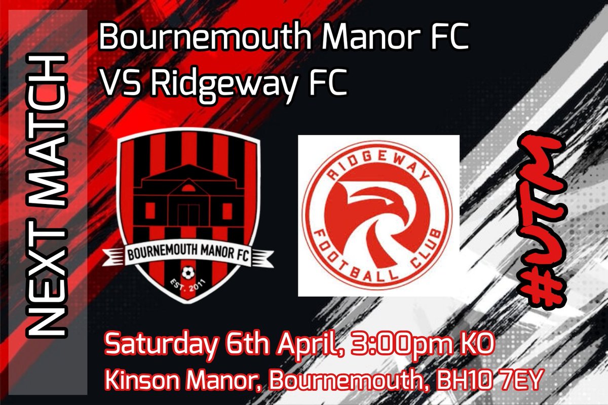 GAME DAY...  We host Ridgeway FC down at the Manor 3pm kick off. (subject to a pitch inspection) 

#football #soccer #gametime #league #timetogetgoing #attitude #desire #passion #workhard #hardwork #consistencyiskey #weareback #wearebournemouthmanor #UTM🔴⚫
