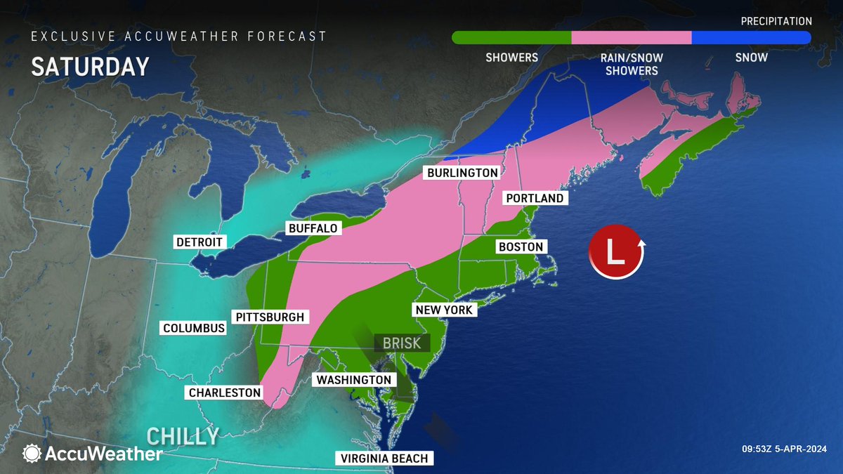 WEATHER@accuweatherSATURDAY • Today Partly sunny. High 50. • Tonight Partly cloudy. Low 35. • Sunday Mostly sunny. high 56.