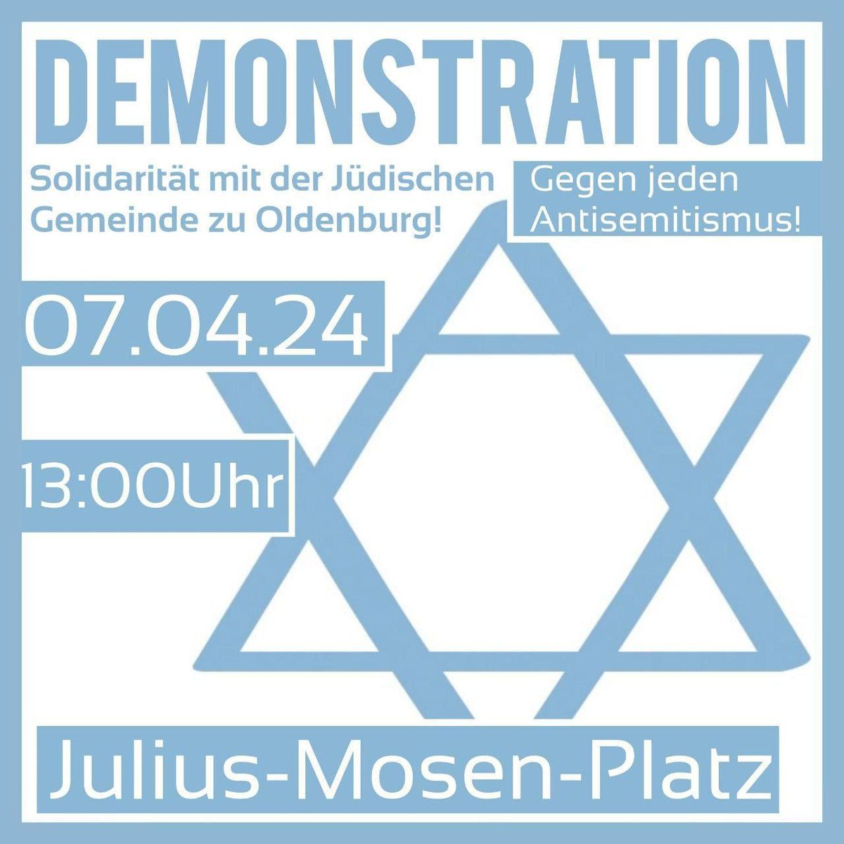 Morgen 13 Uhr #Oldenburg 
#GegenjedenAntisemitismus #Niewiederistjetzt