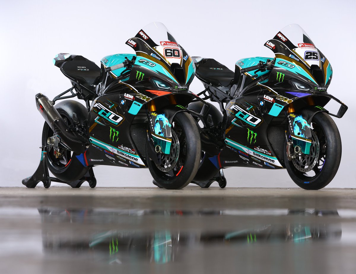 LIVERY UNVEIL: @FHO_Racing BMW Motorrad unveil new Monster Energy fuelled @bennetts_bike BSB livery at @DoningtonParkUK test 📰 bit.ly/3J682DB