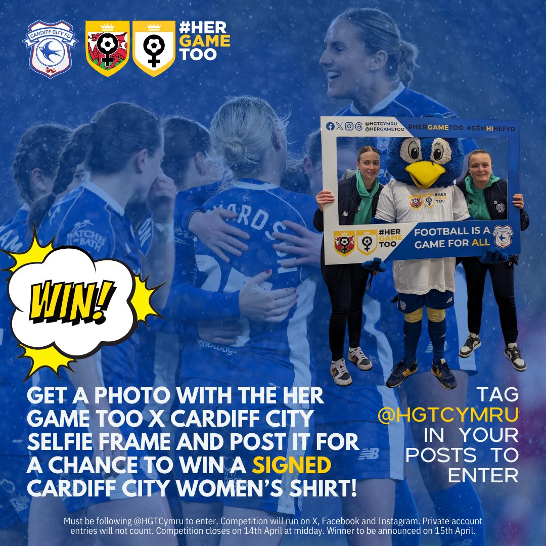 🤩🎁🎉 COMPETITION TIME! / AMSER CYSTADLEUAETH! Fancy getting your hands on a SIGNED shirt from the champions @cardiffcityfcw? 👕 Get a photo with our selfie frame like Hollie, Molly & Bartley did and post it, making sure to tag @hgtcymru to enter! #GêmHiHefyd | #CityAsOne