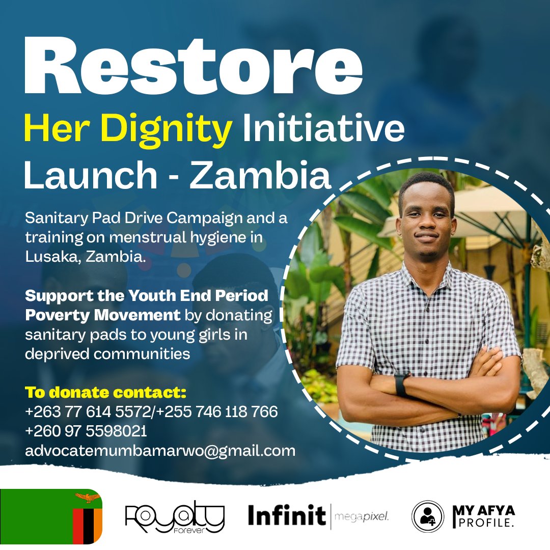 📍Our public awareness campaign around #periodpoverty & #periodstigma is heating up as we count down to the official launch of the #RestoreHerDignity Initiative & the Youth #EndPeriodPoverty Movement in Zambia🇿🇲 Youth are leading on the forefront!
#donateapad #breakthesilence