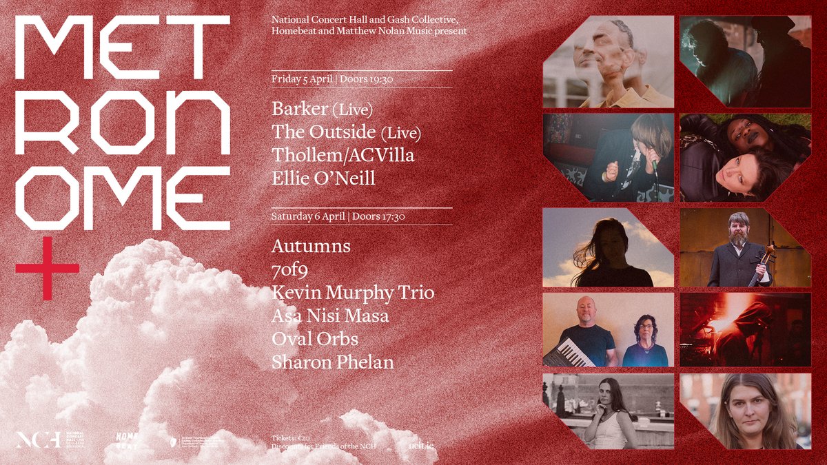 Metronome + is back with a bang tonight! Schedule below!

6:00-6:30pm: Sharon Phelan 
6:40-7:10pm; Kevin Murphy 
7:20-7:50pm: Oval Orbs 
8:00-8:35pm: 7of9 
8:45-9:15pm: Asa Nisi Masa 
9:30-10:30pm: Autumns 

Tickets are on sale now!
nch.ie/all-events-lis…