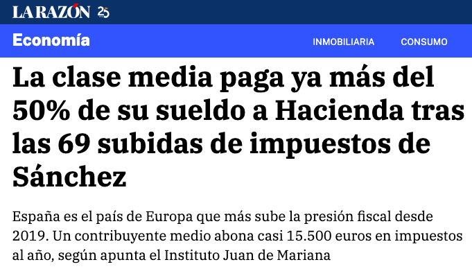 edugaresp's tweet photo. Desmontemos el vergonzoso bulo que dice que el gobierno ha subido 69 impuestos y que la clase media paga el 50% de su sueldo a Hacienda. Un bulo creado por el Instituto Juan de Mariana de Manuel Llamas y que han difundido sin ningún pudor "medios de comunicación" como La Razón 🧵 https://t.co/EIEouwwArq