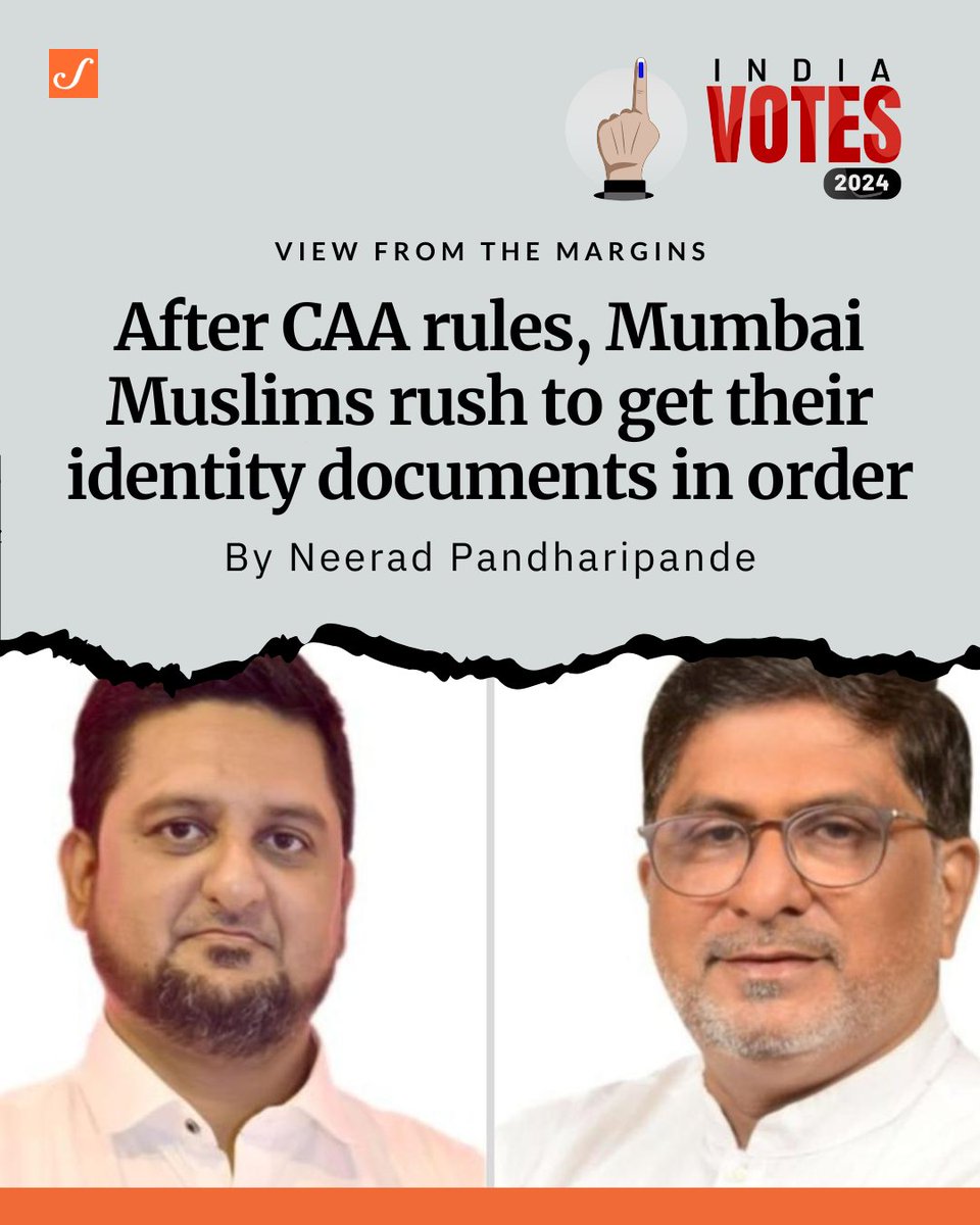 scroll_in's tweet photo. With the #LokSabhaElections2024 around the corner, and given the distinct possibility that the BJP may return to power, there are many who fear that the CAA, in conjunction with a nationwide NRC, could be used to harass and disenfranchise Muslims. https://t.co/O5F6AYHujO

@Neerad89 reports.