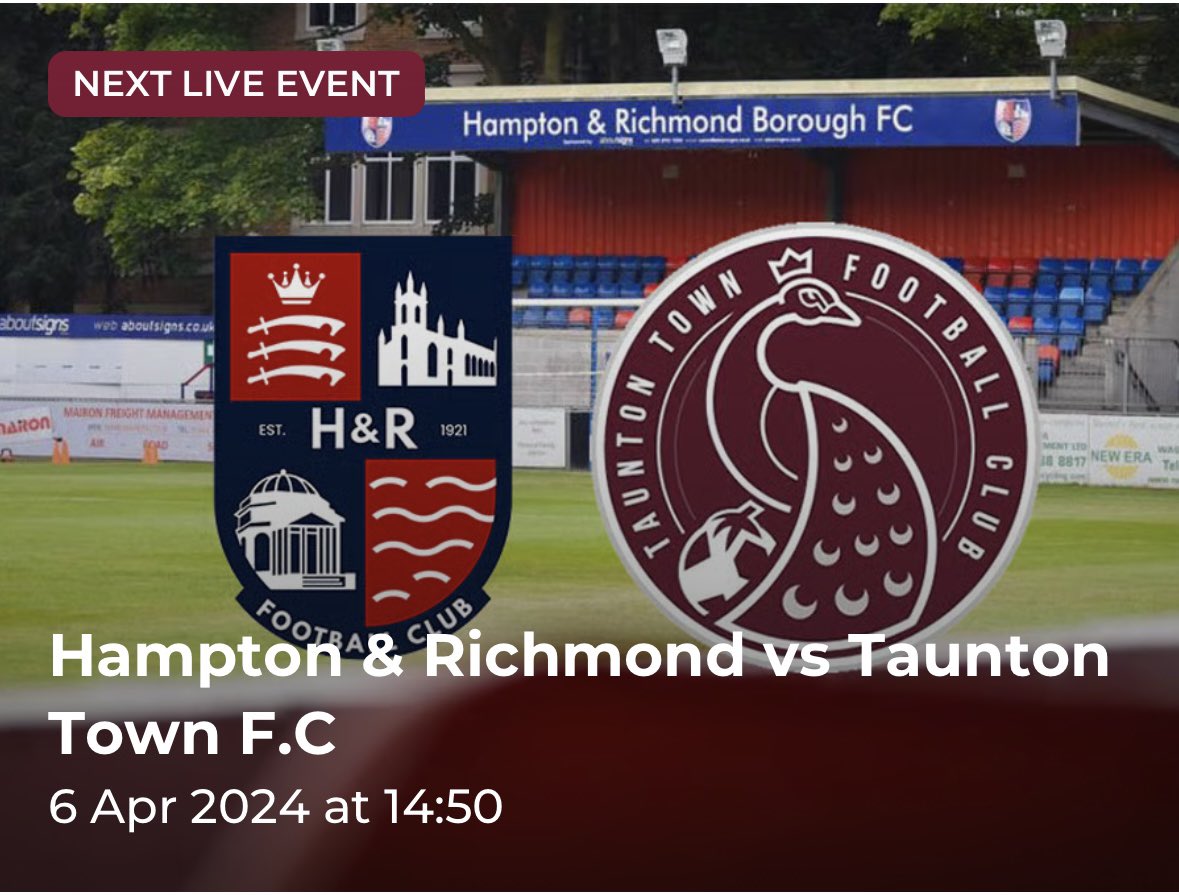 GAME DAY! LONDON’s CALLING….
🎟️@HAMRICHFC v @TauntonTownFC 
🏆National League South
🏟️Beveree Stadium 
⏰15:00
📻ttfc.uk/peacocks-radio
🎙️Commentary with @smithy0601 & @MaxFournier7 
#UpThePeacocks