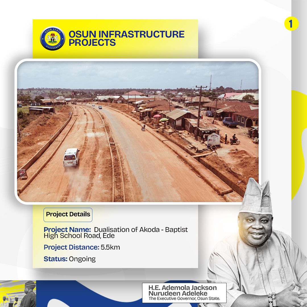 DukeOfOsun's tweet photo. Ongoing dualisation of Akoda - Baptist High School Road, Ede by the administration of @AAdeleke_01

This project is part of Governor Adeleke’s Multi Billion Naira infrastructure plan to open Osun for investment and improve the economy of the state.
#ImoleOsunIsWorking https://t.co/w4ReCaomGG