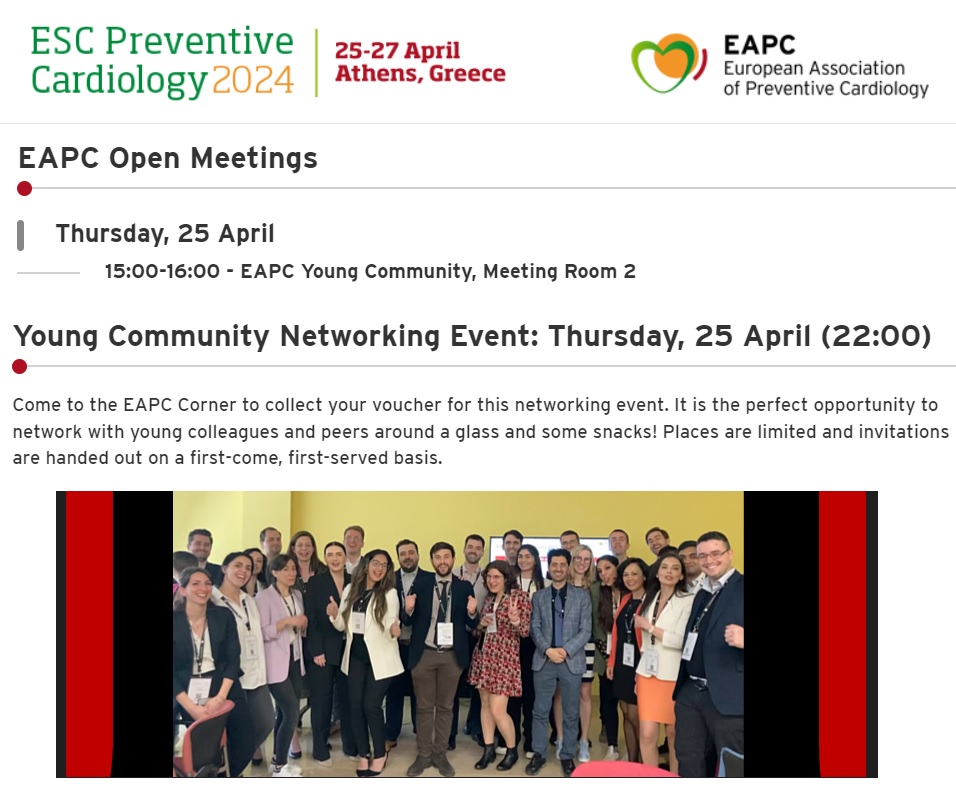 🚨 #ESCPrev2024 is coming! Two unmissible events for our EAPC Young Community: ✅ Open Meeting = 25 April, 15.00-16.00, Meeting Room 2 ✅ Cocktail Evening = 25 April, 22.00, where? It's secret 🥂 Come to the EAPC Corner to collect your voucher with all information! Are 🫵 ready?