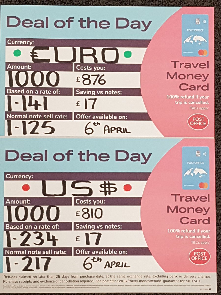 Here's Saturday's TOP holiday exchange rates available from the Kennedy Centre Post Office 😎
#loveyourlocalpostoffice #euro #usdollar #kcbelfast #digitalphoto #passport #one4all #life #insurance #travel #travelinsurance #money 😎