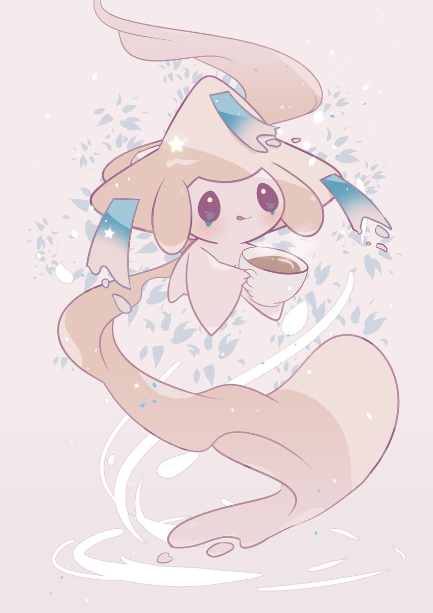 jirachi solo looking at viewer smile holding closed mouth full body tongue  illustration images