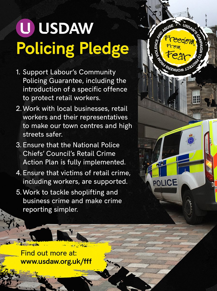 Usdaw is out with <a href="/UKLabour/">The Labour Party</a> Police &amp; Crime Commissioner candidates this weekend to highlight the violence and abuse shopworkers face. #VoteLabour for stronger protection at work, on our high streets &amp; in our communities.

Many of them have already signed Usdaw’s Policing Pledge.