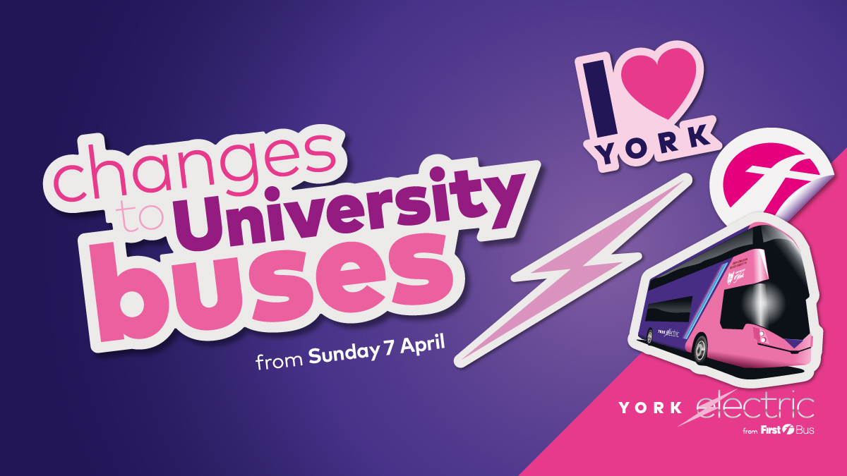 From tomorrow, there will be route changes to University of York services C2 and CB1. C2 will no longer serve Heslington Church stop and CB1 will no longer serve Newton Way/Campus West. For a summary of the route changes visit: bit.ly/45oM8Ek