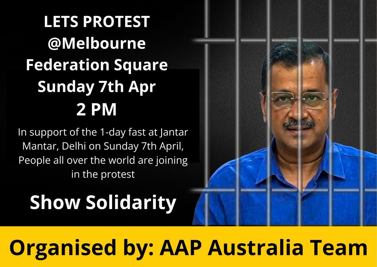 AAPAustralia's tweet image. #ArvindKejriwal &apos;s arrest is a stain on India&apos;s democracy. The world is watching!

Pls join in large numbers.

#IstandwithArvindKejriwal