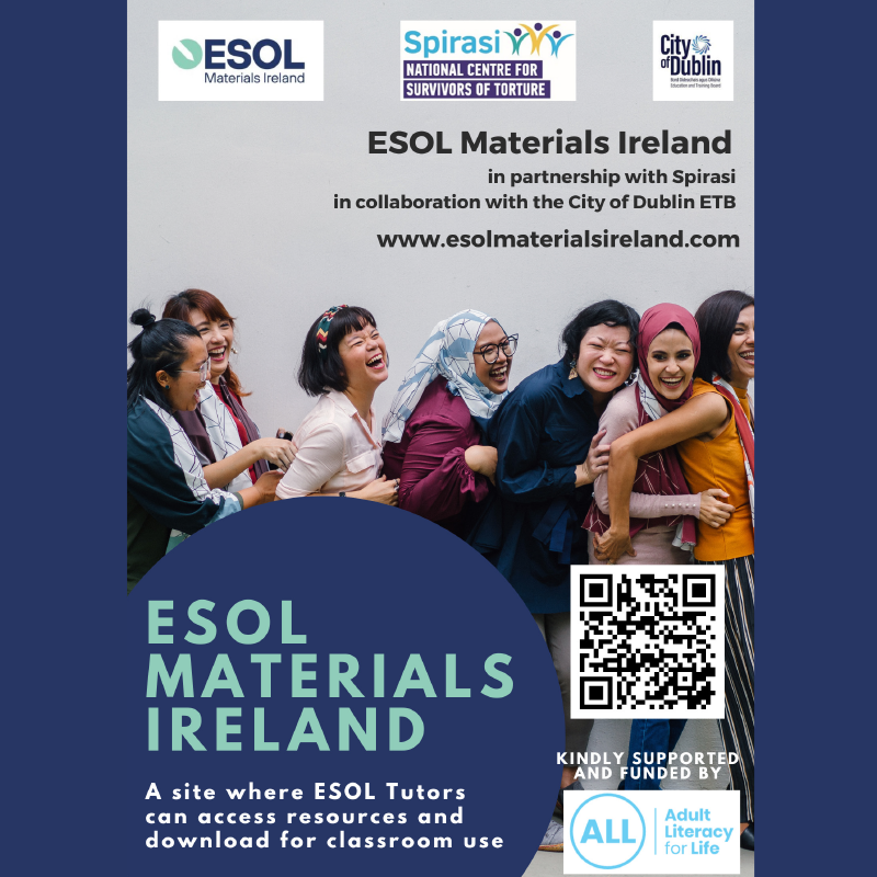 Are you an English for Speakers of Other Languages (ESOL) tutor looking for materials?

esolmaterialsireland.com created by <a href="/spirasi/">Spirasi</a> <a href="/CityofDublinETB/">City of Dublin ETB</a> funded by <a href="/SOLASFET/">SOLAS</a> #AdultLiteracyForLife Collaboration and Innovation Fund has worksheets, audio visual resources and more 📚🎧💻