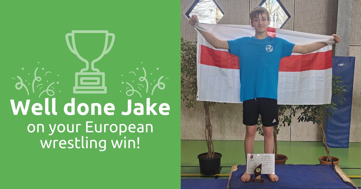 Congratulations to Jake Pitts who was able to secure the title of European champion in wrestling with the help of our Live the Dream Fund 🙌 Not only did he come first in his age and weight bracket, he also gained a huge amount of self-confidence 💪 Well done Jake!