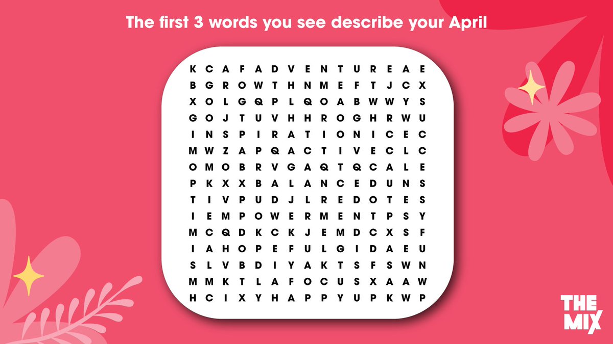 Comment the first 3 words you see🔎💖 We'll go first... Adventure Growth Empowerment Tag a friend who needs some ✨positivity✨ #TheMixUK #PositiveVibesOnly #PositiveThinking #PositiveEnergy #Wordsearch