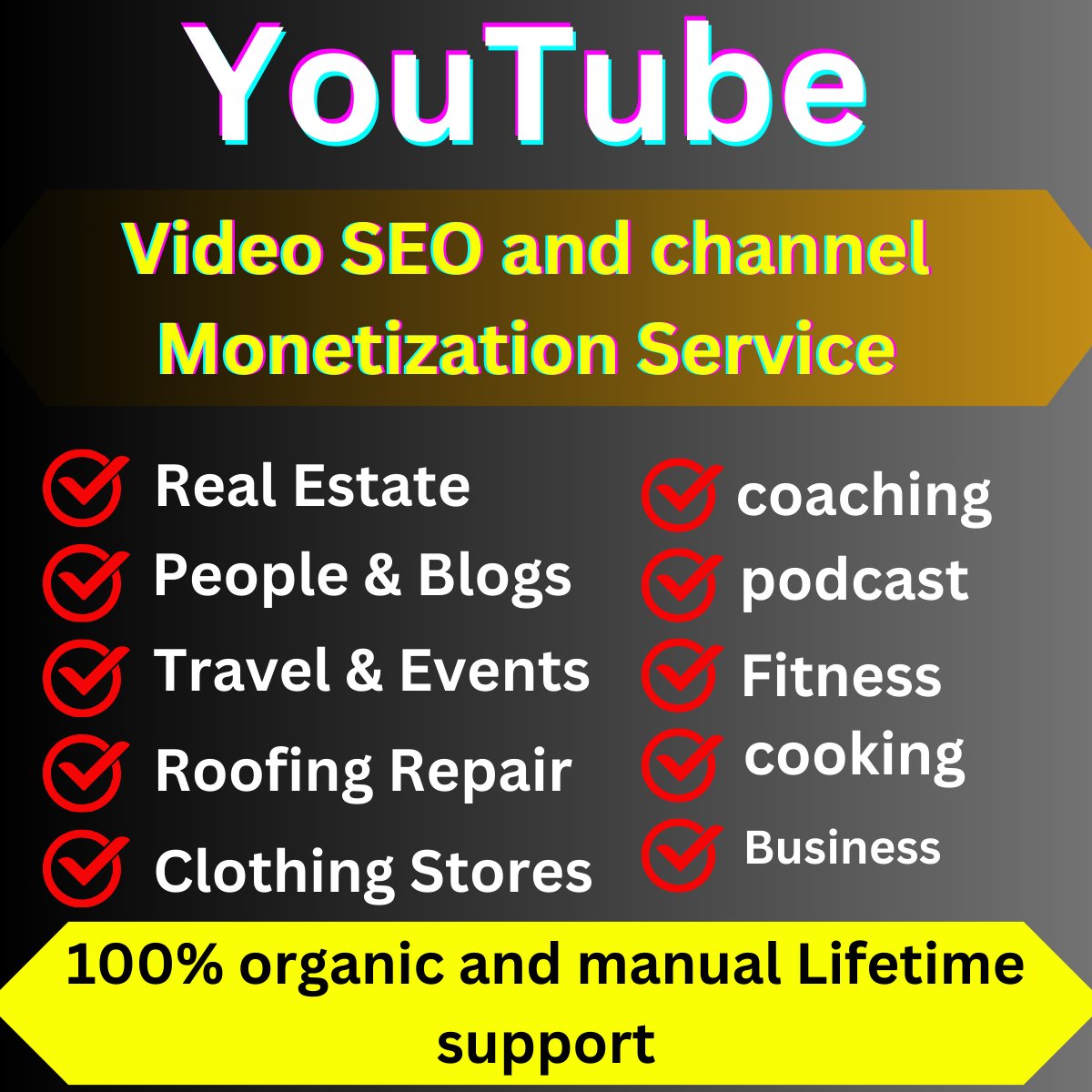 "🎥 Elevate your YouTube game with top-notch SEO strategies! 🚀 Learn how to boost visibility, attract more views, and dominate the algorithm. 📈 Don't just create content, make it discoverable! 💡 #YouTubeSEO #VideoPromotion #GrowYourChannel"