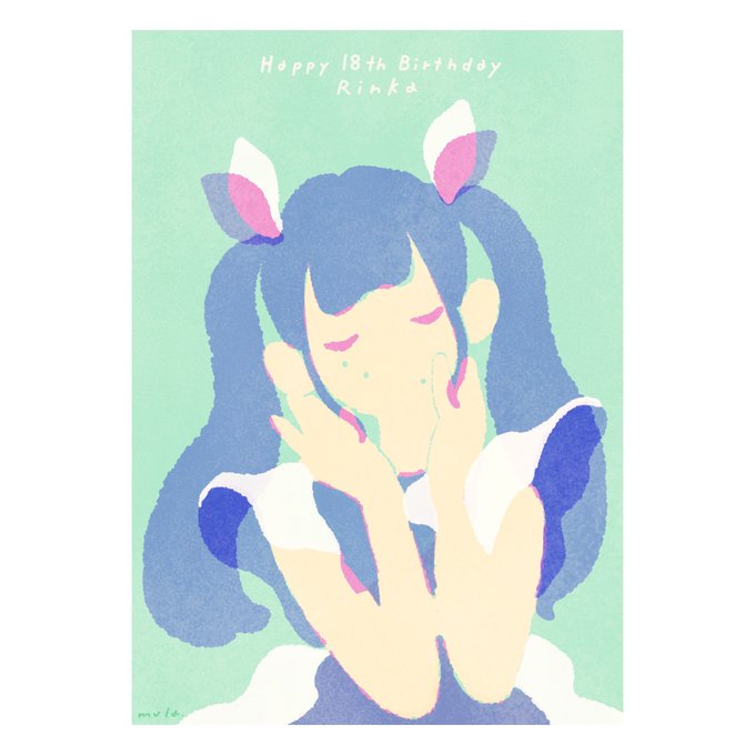 「blue hair hands on own face」 illustration images(Latest)